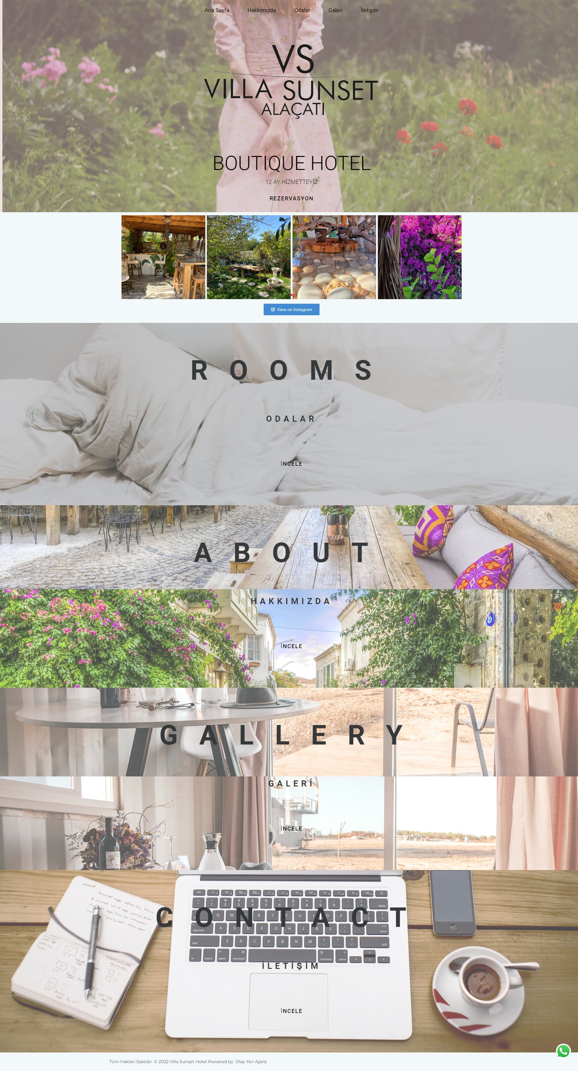 Villa Sunset Hotel Website screenshot