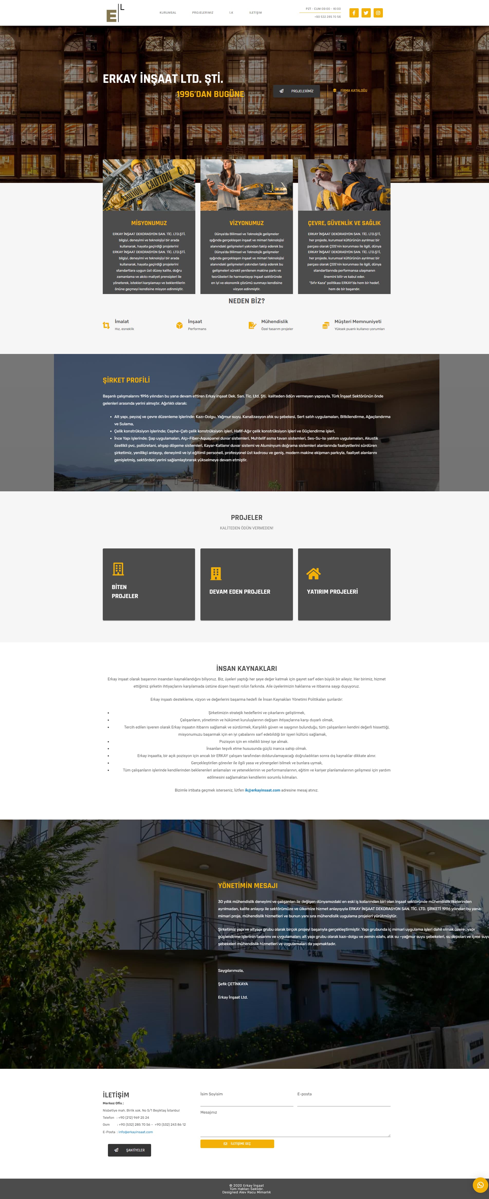 Erkay İnşaat Website screenshot